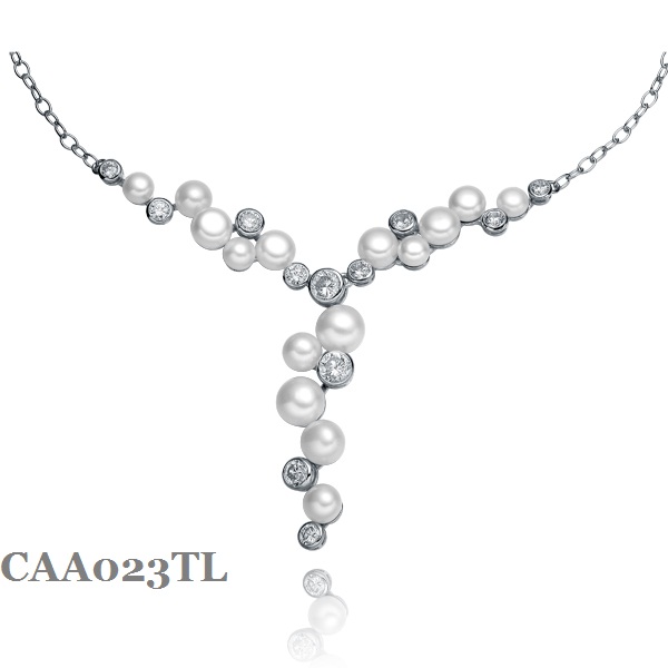 Silver Pearl Necklace CAA023TL