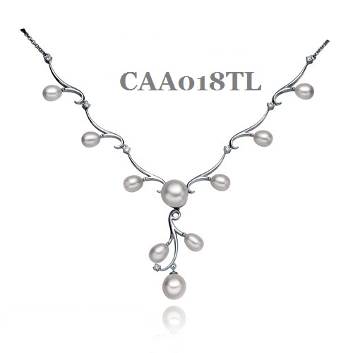 Silver Pearl Necklace CAA018TL 